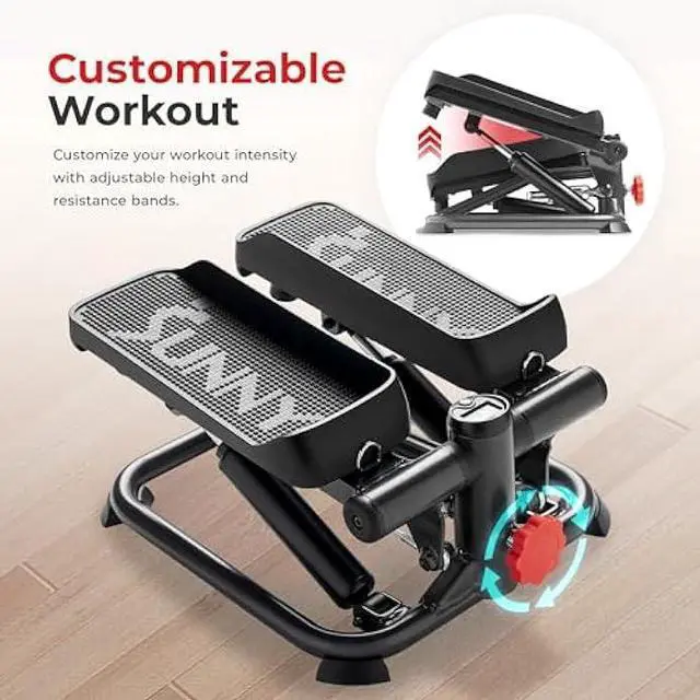 Alt view image 5 of 5 - Sunny Health & Fitness Mini Steppers for Exercise at Home, Stair Step Workout Machine, Full Body Cardio Equipment, with Optional Free SunnyFit App Connection and Resistance Band