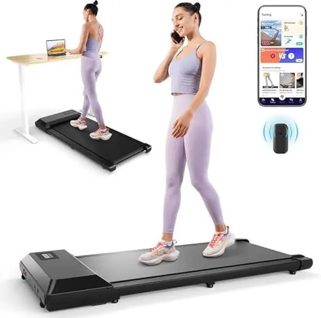 Main image of DeerRun Walking Pad 2 in 1 Under Desk Treadmill, 2.2HP Low Noise Walking Pad Running Jogging Machine with Remote Control for Home Office, Lightweight Portable Desk Treadmill Installation Free