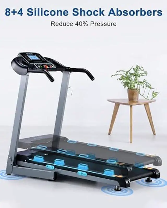 Alt view image 5 of 5 - Treadmill with Auto Incline - 300 lb Capacity, 3.0HP Folding Electric Treadmill Up to 8.5 MPH Speed, Running Machine with 17.5 Wide Tread Belt and Bluetooth Speaker for Home Use