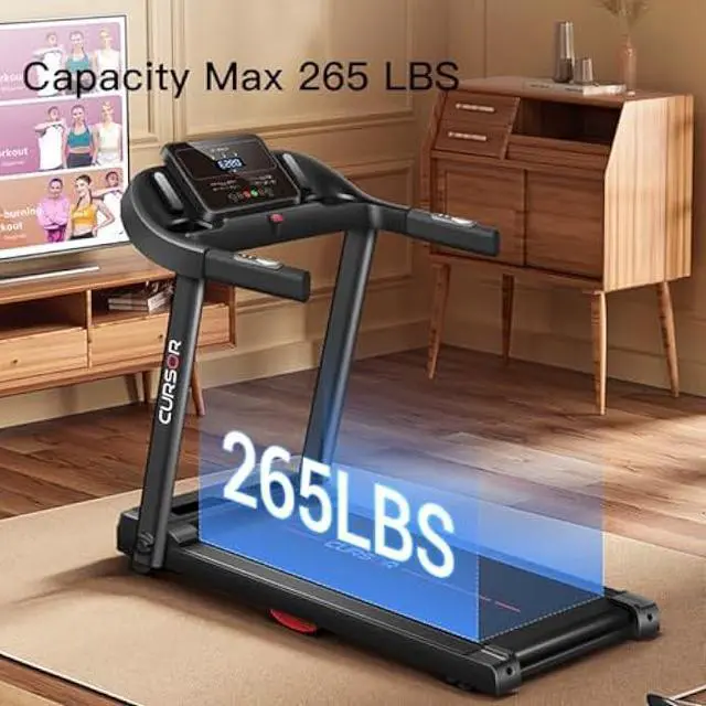 Alt view image 6 of 6 - CURSOR FITNESS Home Folding Treadmill with Pulse Sensor, 2.5 HP Quiet Brushless, 7.5 MPH, 265 LBS Capacity