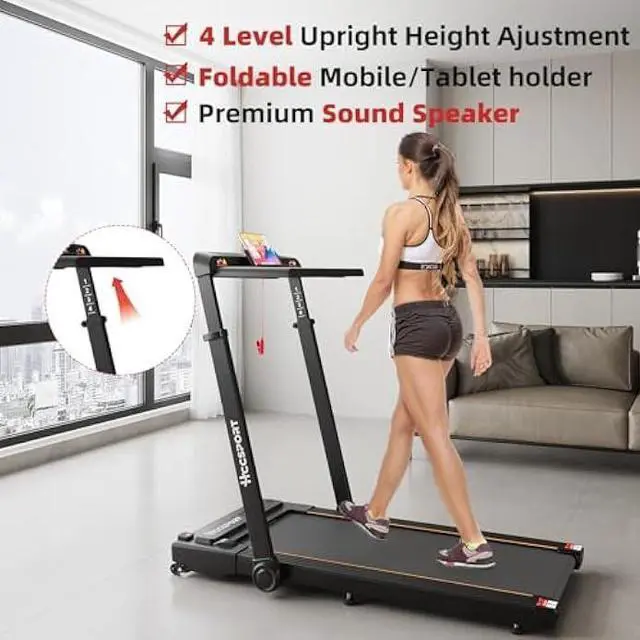 Alt view image 2 of 5 - Treadmill with Incline, 3 in 1 Under Desk Treadmill Walking Pad with Removable Desk Workstation 3.5HP Foldable Compact Walking Treadmill for Home Small Office with Wristband Remote Control