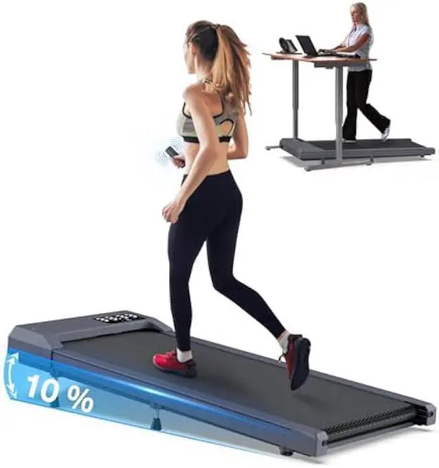 Main image of 10% Incline Walking Pad Treadmills, Under Desk Treadmill 265/340+lb Capacity for Home Small Space, Portable Foldable Adjustable Incline Treadmill, Easy to Move and Upright Store, Mute Beep, Quieter