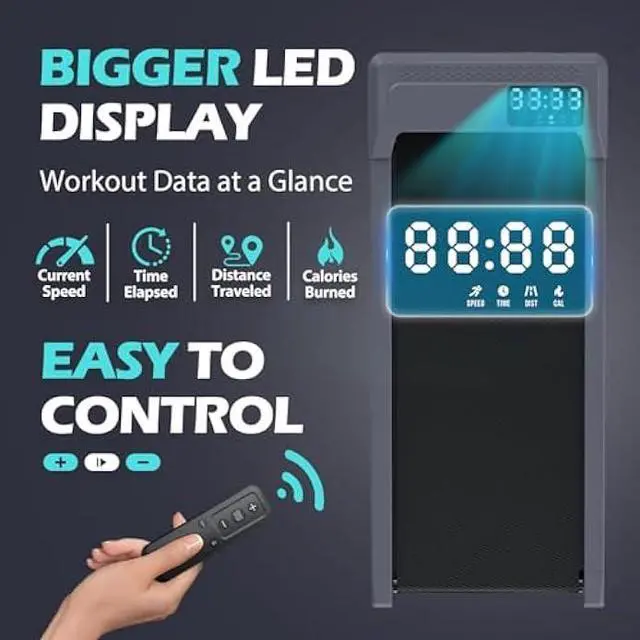 Alt view image 3 of 5 - 10% Incline Walking Pad Treadmills, Under Desk Treadmill 265/340+lb Capacity for Home Small Space, Portable Foldable Adjustable Incline Treadmill, Easy to Move and Upright Store, Mute Beep, Quieter