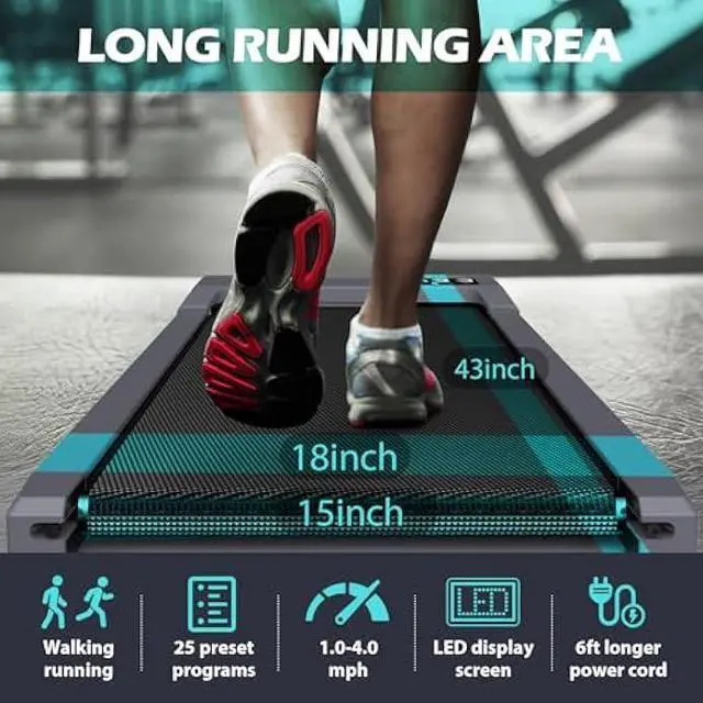 Alt view image 4 of 5 - 10% Incline Walking Pad Treadmills, Under Desk Treadmill 265/340+lb Capacity for Home Small Space, Portable Foldable Adjustable Incline Treadmill, Easy to Move and Upright Store, Mute Beep, Quieter