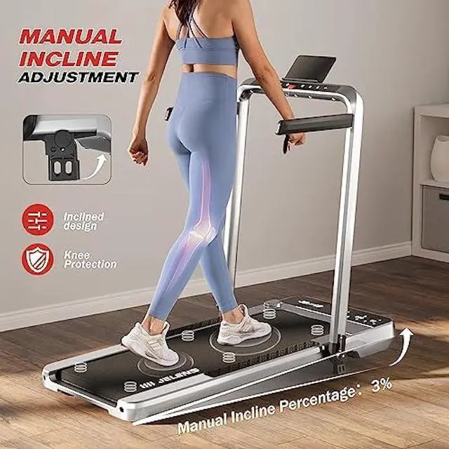 Alt view image 2 of 5 - 2 in 1 Treadmill Under Desk Walking Pad 2.5HP Home Folding Treadmills with Incline and Gesture Sensing Control, Walking Pad for Office with Led Display