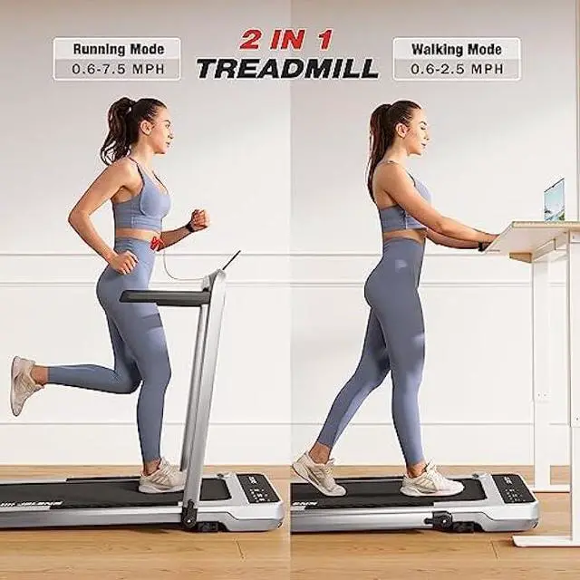 Alt view image 3 of 5 - 2 in 1 Treadmill Under Desk Walking Pad 2.5HP Home Folding Treadmills with Incline and Gesture Sensing Control, Walking Pad for Office with Led Display