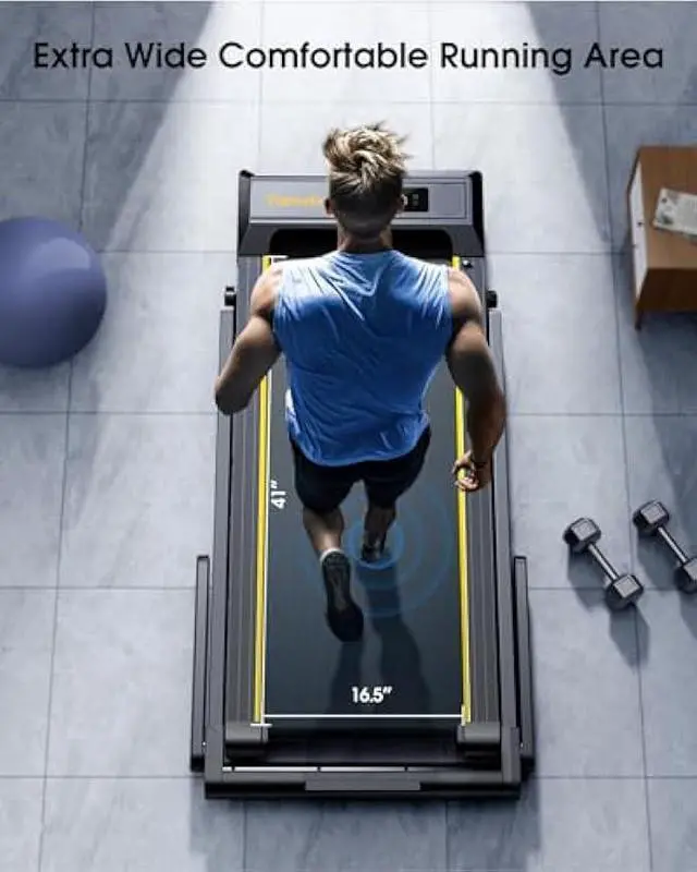 Alt view image 4 of 5 - 2 in 1 Folding Treadmill, 2.5HP Under Desk Treadmill Portable Walking Pad Treadmills for Home Office with Dual LED Display, Large Running Area, App & Bluetooth Speaker, 0.6-10MPH