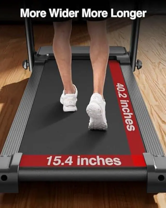 Alt view image 5 of 6 - Treadmills for Home, 3.0HP Quiet Brushless Folding Treadmill with Heart Rate Sensor, Dual Cushion System, 300lbs Weight Capacity, Holder for Cup & Phone