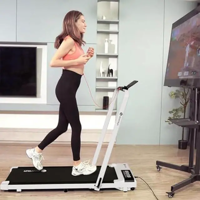 Alt view image 3 of 5 - DeerRun 3 in 1 Folding Treadmills for Home, 3.0HP Powerful and Quiet Under Desk Treadmill, 300 lbs Capacity Foldable Walking Pad Treadmill with Remote Control and Space Saving, Free Installation