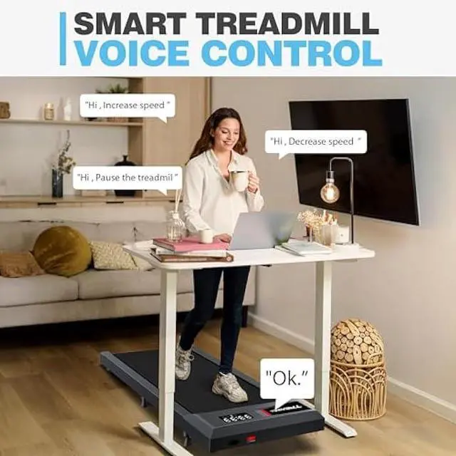 Alt view image 3 of 6 - WELLFIT 2025 Smart Walking Pad Treadmill with 10% Incline & 4 MPH & 265+ lbs Capacity,40 dB Quiet Under Desk Walking Jogging Flat Mat Work for Home Office,APP/Remote Control,LED Display,No-Assembly