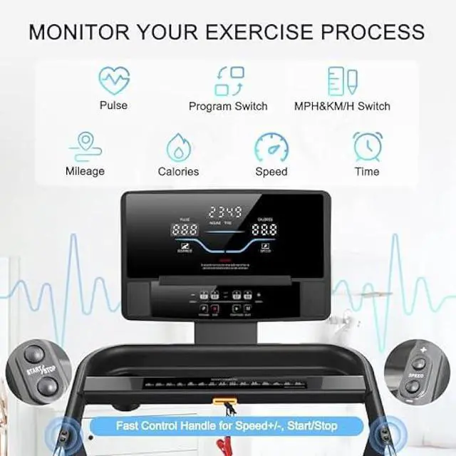 Alt view image 2 of 6 - RUNOW Treadmill with Incline, Perfect as Treadmills for Home Walking and Running, Foldable Treadmill Support Bluetooth and Customized Programs, Easy Assembly Exercise Machine