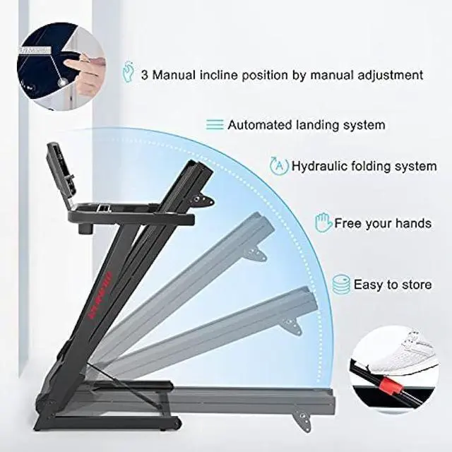Alt view image 5 of 6 - RUNOW Treadmill with Incline, Perfect as Treadmills for Home Walking and Running, Foldable Treadmill Support Bluetooth and Customized Programs, Easy Assembly Exercise Machine