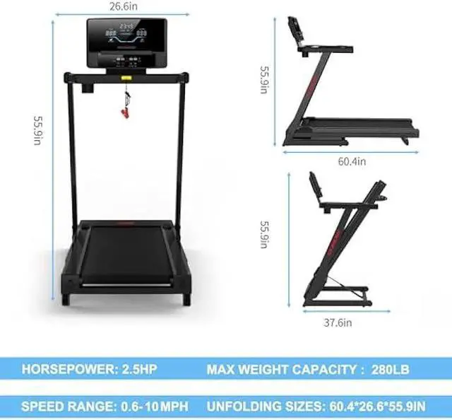 Alt view image 6 of 6 - RUNOW Treadmill with Incline, Perfect as Treadmills for Home Walking and Running, Foldable Treadmill Support Bluetooth and Customized Programs, Easy Assembly Exercise Machine