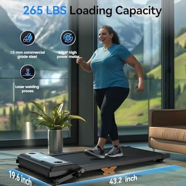 Alt view image 5 of 5 - Walking Pad with Incline, 2.5HP Under Desk Treadmill, 3 in 1 Portable Treadmill with Remote Control, LED Display, Hidden Safety Switch, Mini Walking Jogging Machine for Home Office