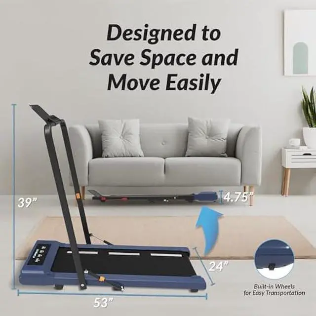 Alt view image 5 of 6 - Exerpeutic 400 Lb. Capacity Heavy-Duty Walking/Jogging Exercise Treadmill - Home Gym Workout Equipment - Foldable Under Desk Design