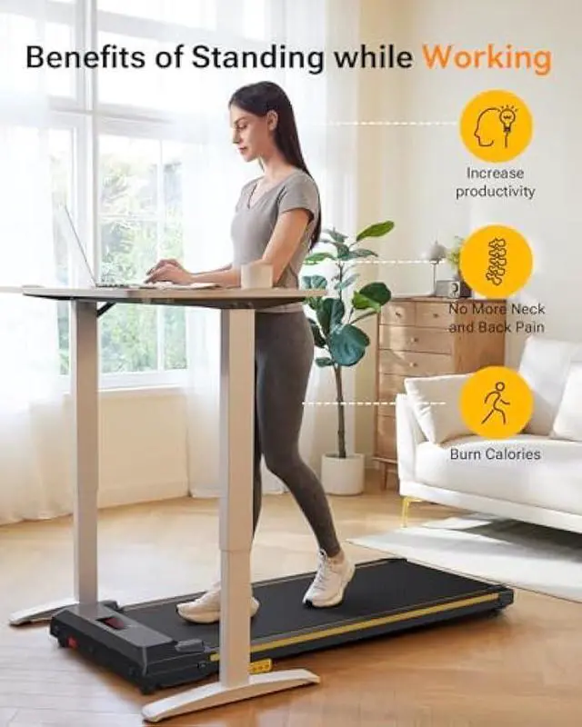 Alt view image 3 of 5 - UREVO Under Desk Treadmill for Office Under Desk, Walking Pad 2 in 1 for Home/Office, Portable Walking Pad Treadmill with Remote Control, LED Display