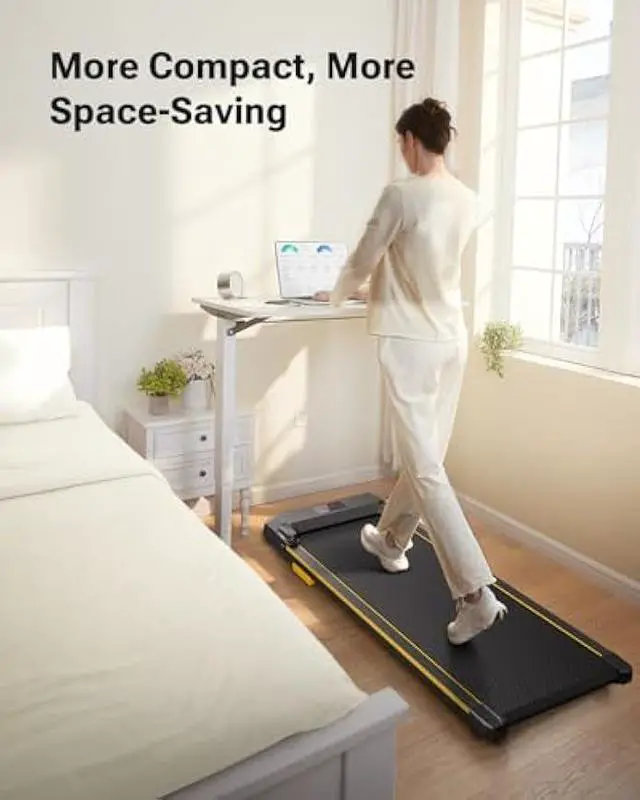 Alt view image 4 of 5 - UREVO Under Desk Treadmill for Office Under Desk, Walking Pad 2 in 1 for Home/Office, Portable Walking Pad Treadmill with Remote Control, LED Display
