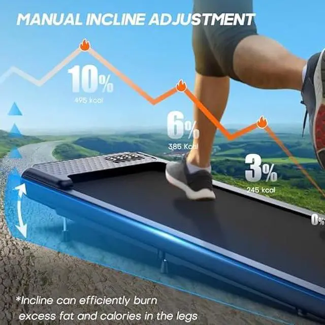 Alt view image 3 of 6 - WELLFIT 2025 Smart Walking Pad Treadmill with 10% Incline & 265 lbs/330 lbs Capacity,40 dB Quiet Walking Jogging Mat Work for Home,APP/Remote Control,LED Display