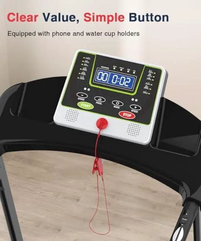 Alt view image 3 of 6 - Redliro Walking Treadmill for Senior with Long Handrail, 300 lbs Capacity, Recovery Fitness Exercise Machine Foldable Treadmills for Home with Holder LCD Display, Holder for Phone & Cup