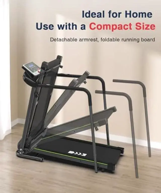 Alt view image 6 of 6 - Redliro Walking Treadmill for Senior with Long Handrail, 300 lbs Capacity, Recovery Fitness Exercise Machine Foldable Treadmills for Home with Holder LCD Display, Holder for Phone & Cup