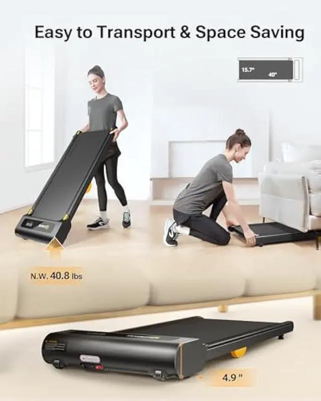 Alt view image 4 of 5 - UREVO Under Desk Treadmill, Walking Pad Treadmills for Home, Portable Walking Treadmill 2.25HP, Walking Jogging Machine with 265 lbs Weight Capacity Remote Control LED Display