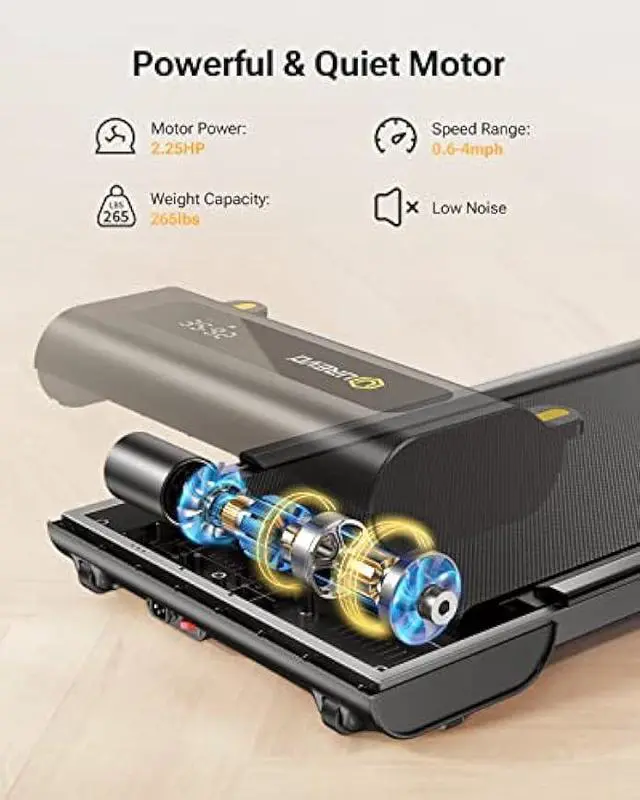Alt view image 5 of 5 - UREVO Under Desk Treadmill, Walking Pad Treadmills for Home, Portable Walking Treadmill 2.25HP, Walking Jogging Machine with 265 lbs Weight Capacity Remote Control LED Display