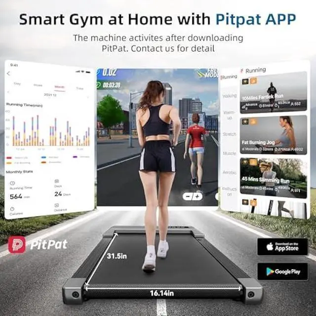 Alt view image 4 of 5 - SupeRun Walking Pad, Under Desk Treadmill, 3 in 1 Portable Treadmill with Remote Control LED Display, 2.5 HP Quiet Walking Jogging Machine for Office Home Use, 250 Lbs Capacity