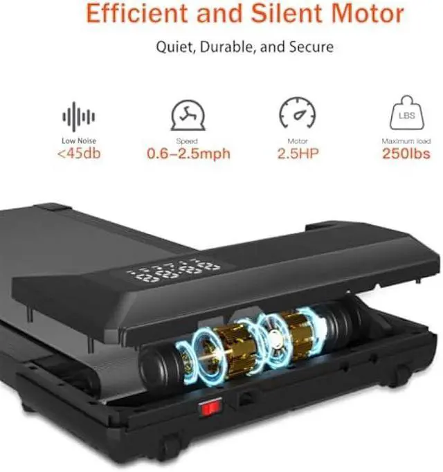Alt view image 5 of 5 - DeerRun 2024 Upgrade Walking Pad, Smart Under Desk Treadmill for Home Office, No-Assembly Treadmills with APP and Remote Control, LED Display, 2.5 HP Quiet Walking Jogging Machine, 250 lbs Capacity