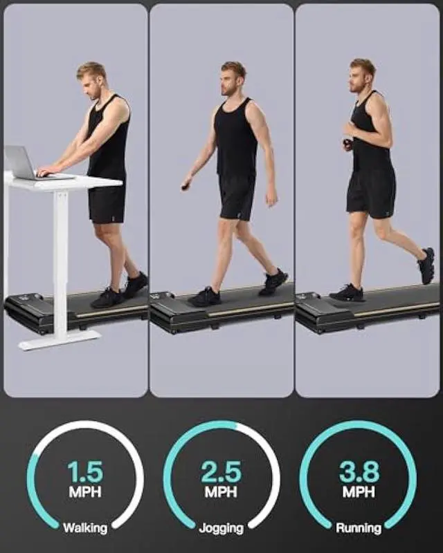 Alt view image 3 of 5 - Under Desk Treadmill with Incline, Mini Walking Pad, Treadmills for Home Office, Portable Lightweight Walking Treadmills with Wheel
