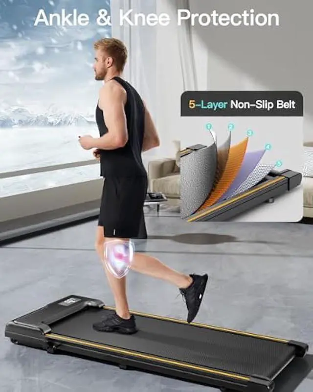 Alt view image 5 of 5 - Under Desk Treadmill with Incline, Mini Walking Pad, Treadmills for Home Office, Portable Lightweight Walking Treadmills with Wheel