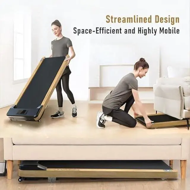 Alt view image 3 of 6 - Maksone Under Desk Treadmill, Expert of Wooden Walking Pad, Walking Jogging Machine with Remote Control, Installation-Free