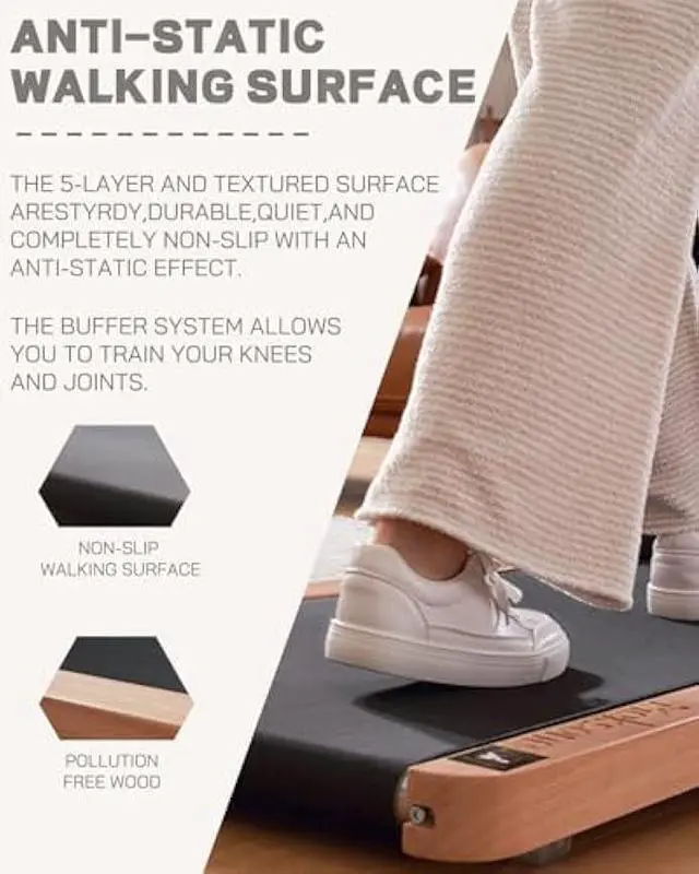 Alt view image 5 of 6 - Maksone Under Desk Treadmill, Expert of Wooden Walking Pad, Walking Jogging Machine with Remote Control, Installation-Free