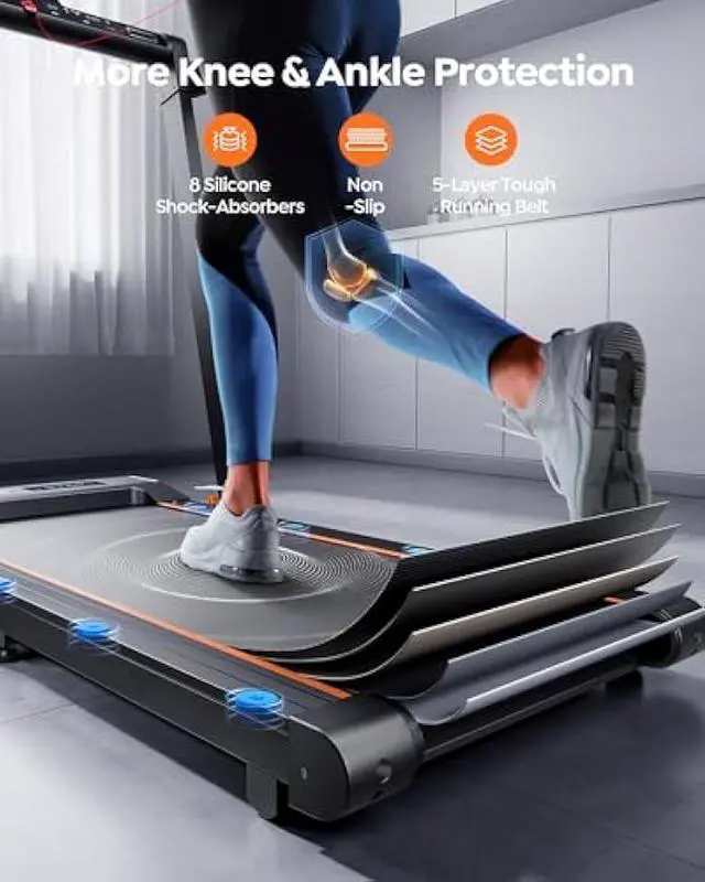 Alt view image 5 of 5 - 2 in 1 Foldable Treadmill for Home, Under Desk Treadmill with 12 HIIT Modes, Workout APPs and Touch Screen, 2.5HP Walking Treadmill for Home Office, 265lbs Capacity, Installation-Free