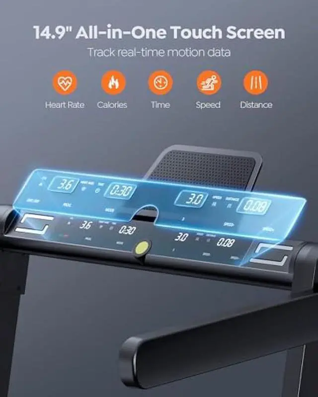 Alt view image 4 of 5 - 2 in 1 Foldable Treadmill for Home, Under Desk Treadmill with 12 HIIT Modes, Workout APPs and Touch Screen, 2.5HP Walking Treadmill for Home Office, 265lbs Capacity, Installation-Free
