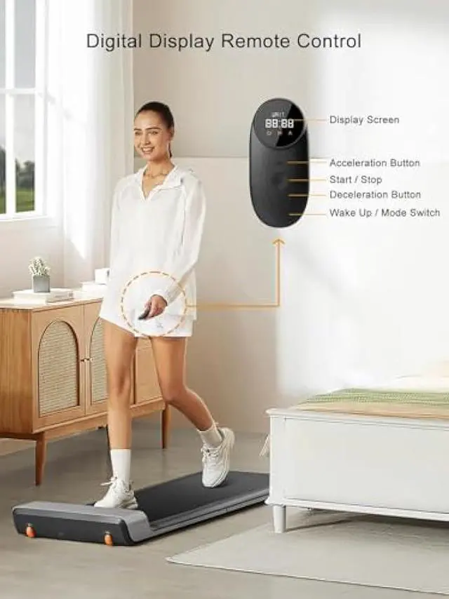 Alt view image 3 of 6 - WALKINGPAD P1 Folding Treadmill, Ultra Slim Foldable Treadmill Smart Fold Walking Pad Portable Walking/Jogging Machine with App & Remote Control Grey
