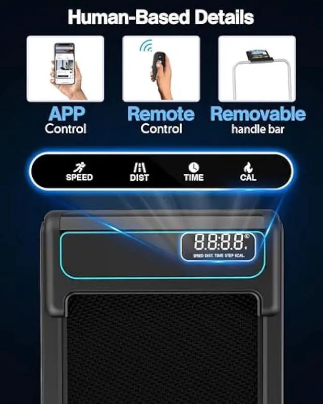 Alt view image 5 of 5 - 10% Incline Under Desk Walking Pad, 2.5HP Low Noise Treadmill for Home Office Apartment, 3 in 1 Lightweight Running Machine for Small Space, Works with Apps & Mute Remote Control, No Installation