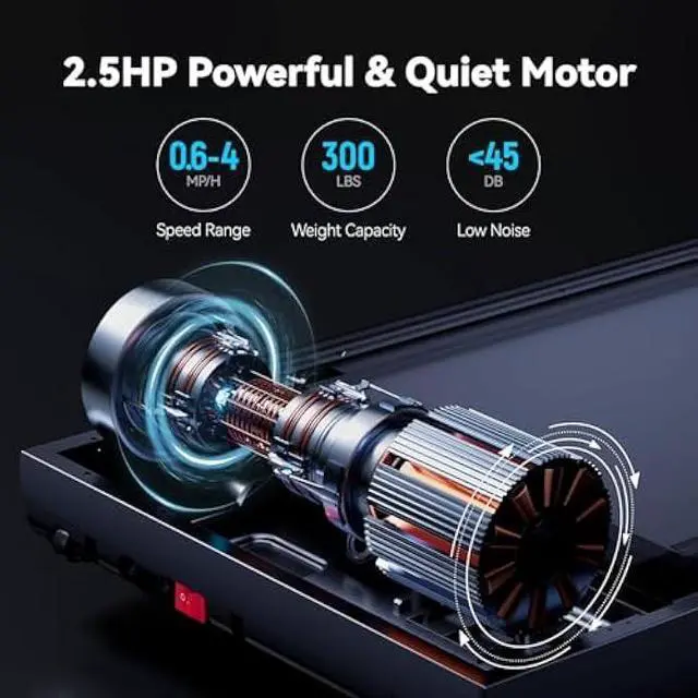 Alt view image 4 of 6 - Walking Pad with Auto Incline, Under Desk Folding Treadmill with Remote Control and LED Display for Home Office, 2.5HP Portable Walking Jogging Running Machine, 300 LB Capacity