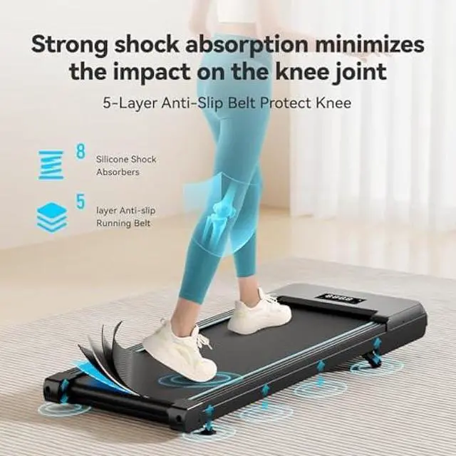 Alt view image 5 of 6 - Walking Pad with Auto Incline, Under Desk Folding Treadmill with Remote Control and LED Display for Home Office, 2.5HP Portable Walking Jogging Running Machine, 300 LB Capacity
