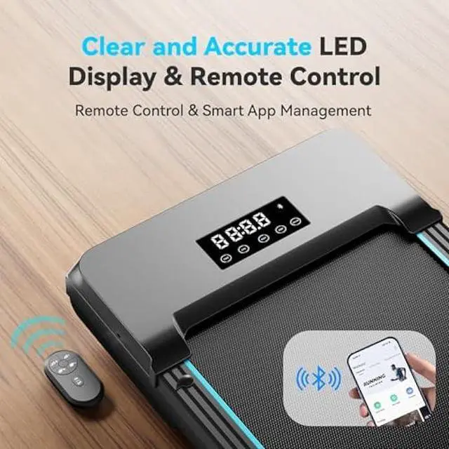 Alt view image 6 of 6 - Walking Pad with Auto Incline, Under Desk Folding Treadmill with Remote Control and LED Display for Home Office, 2.5HP Portable Walking Jogging Running Machine, 300 LB Capacity