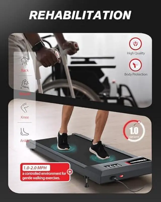 Alt view image 5 of 5 - Walking Pad Treadmills Under Desk, Home Treadmill 265/300/320+lbs Capacity, 3%/5%/10%/12% Adjustable Incline, Portable Treadmill for Upright Store, Smart Treadmill with Preset Programs, Real Sceneries