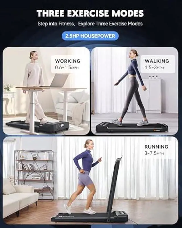 Alt view image 2 of 7 - Walking Pad Under Desk Treadmill, Remote Control Walking Desk Walking Pad for Home and Office, 2 in 1 Portable Walking Pad