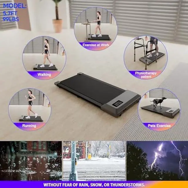 Alt view image 5 of 5 - Walking Pad, 2024 Upgraded Smart Under Desk Treadmill, Mini Treadmill for Small Spaces, Treadmills for Home 300 lbs Weight Capacity