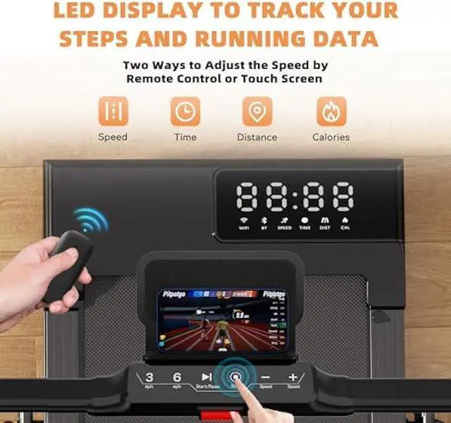 Alt view image 5 of 5 - DeerRun 3 in 1 Walking Pad Treadmill, 300 Weight Capacity Foldable Treadmill, 3.0HP Low Noise Under Desk Treadmills for Home Office with Remote & APP