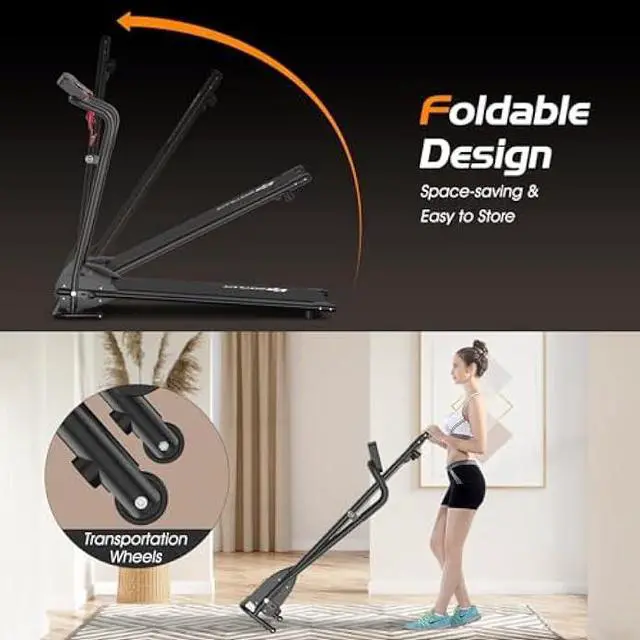Alt view image 5 of 5 - Goplus Compact Folding Treadmill for Home, Electric Walking Running Machine, Low Noise, Built-in 2 Workout Modes and 12 Programs, with Display