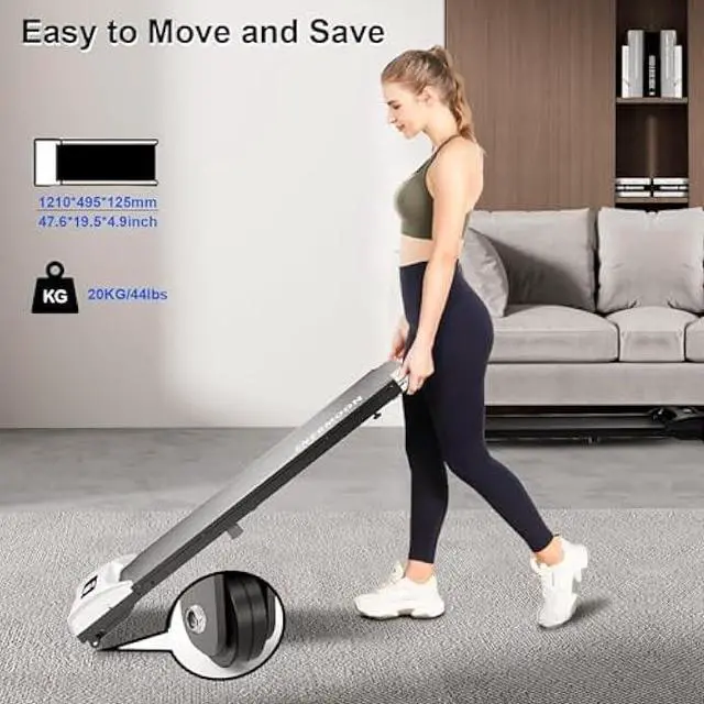 Alt view image 2 of 5 - Under Desk Treadmill, Mini Walking Pad with Remote Control & LED Display, Compact Walking Pad Treadmill with 265 lbs Weight Capacity, Mini Portable Treadmill, Small Treadmill for Apartment