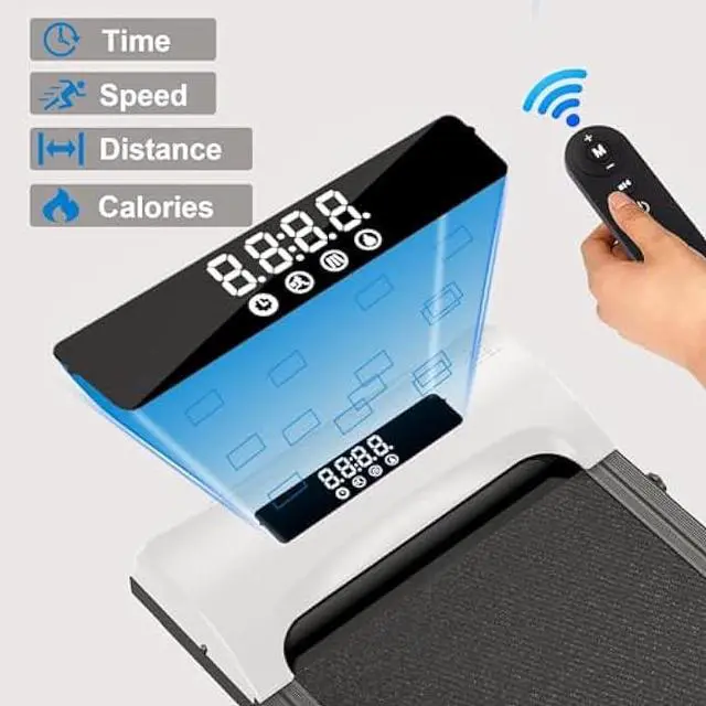 Alt view image 4 of 5 - Under Desk Treadmill, Mini Walking Pad with Remote Control & LED Display, Compact Walking Pad Treadmill with 265 lbs Weight Capacity, Mini Portable Treadmill, Small Treadmill for Apartment