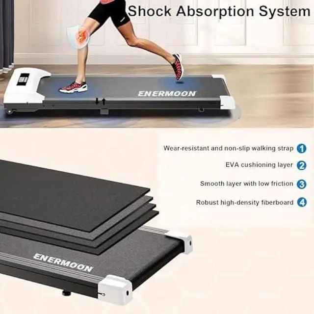Alt view image 5 of 5 - Under Desk Treadmill, Mini Walking Pad with Remote Control & LED Display, Compact Walking Pad Treadmill with 265 lbs Weight Capacity, Mini Portable Treadmill, Small Treadmill for Apartment