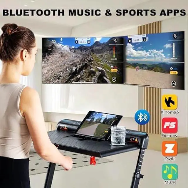 Alt view image 5 of 5 - Ksports Walking Pad & Folding Treadmill  2.5HP, Sit-Ups Mat, Bluetooth App, Portable Wheels | Incline, Desk, Dual Displays, 308 lbs & 265lbs Capacity