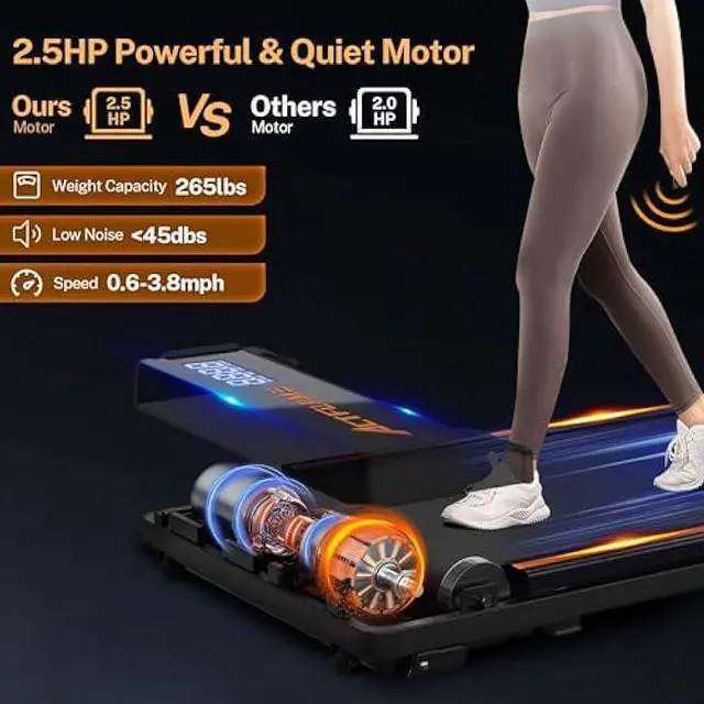 Alt view image 3 of 5 - Walking Pad with Incline, Under Desk Portable Foldable Treadmill for Home Office, Walking Pad 4 in 1 for Walking Running, 2.5HP Compact Small Treadmill with Remote Control