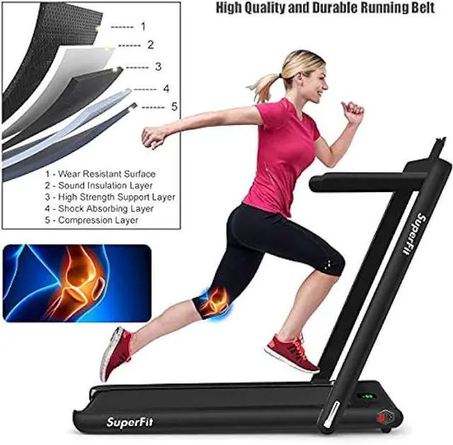 Alt view image 6 of 6 - GYMAX Walking Pad, 2.25HP Foldable Treadmill with Smart App & Remote Control, Bluetooth LED Monitor, Small Spaces Compact Running Machine, Folding Portable Under Desk Treadmill for Home Office